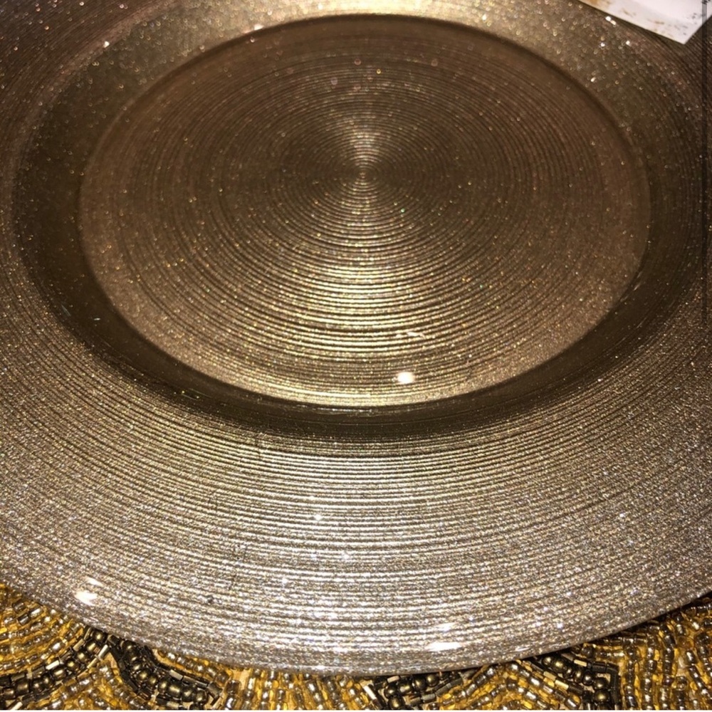 Set of 4 Gold Turkish Glass Silver shimmer Side 8” Plates - Picture 3 of 3